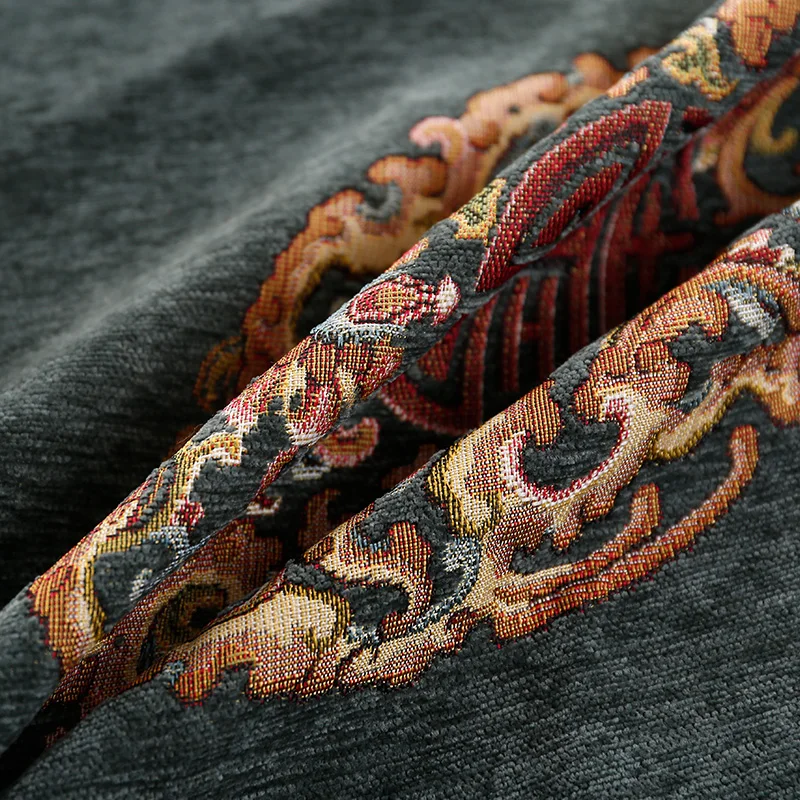 Круглая скатерть из синели новинка вышивка в китайском стиле темно-синяя красная