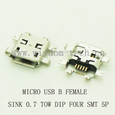 

Разъем мама B типа 1000 шт./лот Micro USB 2,0, разъем 0,7 SMT & DIP 5Pin 6 футов, бесплатная доставка