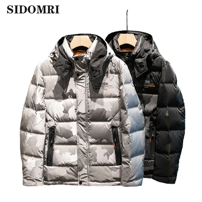 Jakcket men down jacket new collection 90% white duck down hooded monogram printed down jacket short coat for men high quality