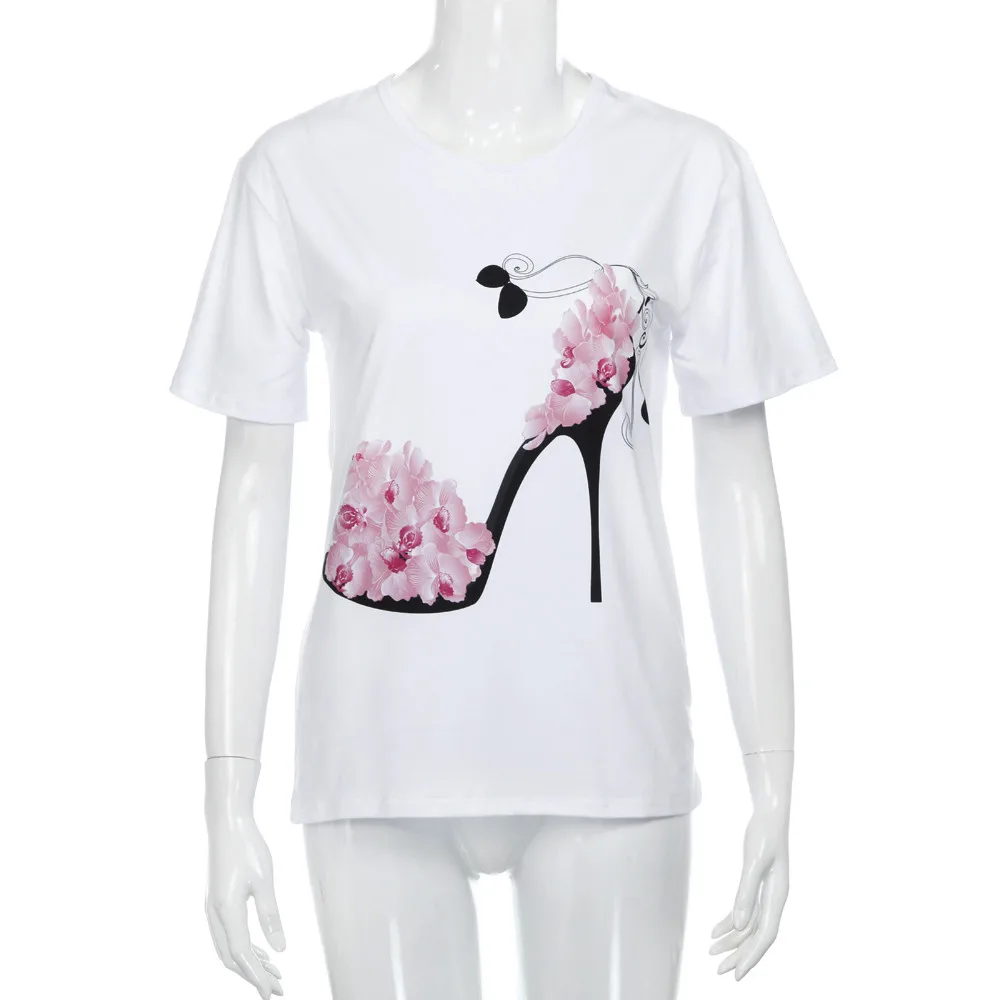 Женские повседневные пляжные топы с принтом на высоком каблуке свободная летняя