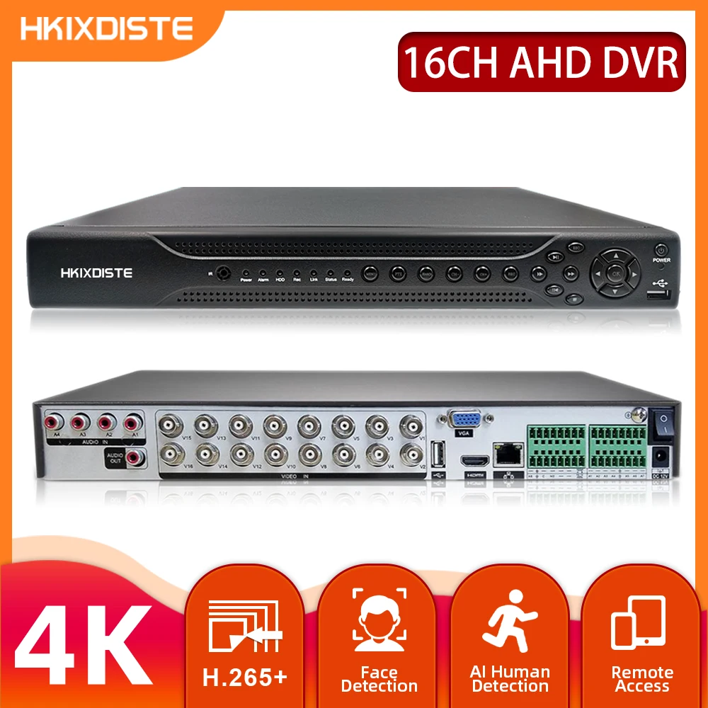 

4K 16CH Video Surveillance Video Recorder CCTV DVR for Home Security Support Face Detection HDD 8MP Video Output H.265 AHD DVR
