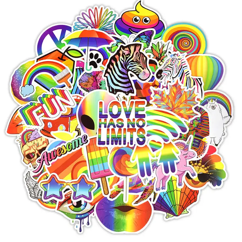 

Rainbow Stickers for Mac 50 Pcs Waterproof Graffiti Decals Rainbow Stickers Aesthetic Laptop Skateboard Guitar Car Stickers