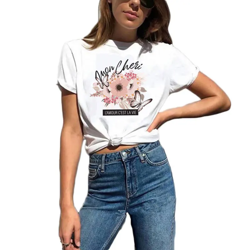 Pink Flower Patches Iron-On Transfers For Clothing Women T-shirt Jeans Butterfly Patch Heat Press Clothes Sticker | Дом и сад