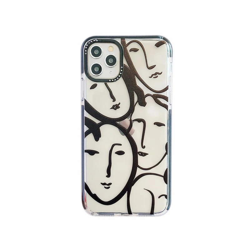 

INS funny Art sketch Protection Transparent silicon Phone Case For iPhone 11 Pro MAX X XS XR 7 8 6S plus SE 20 Simple soft Cover