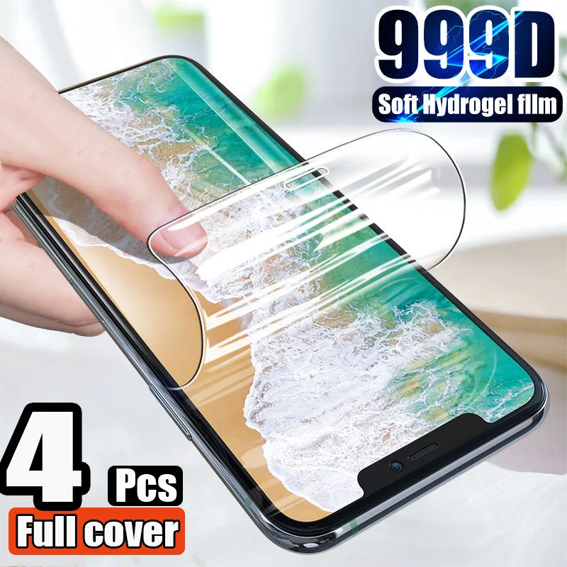 Гидрогелевая пленка 4 шт. Защита экрана для iPhone 11 12 Pro X XR XS Max не стекло на 7 8 Plus 6 SE 2020