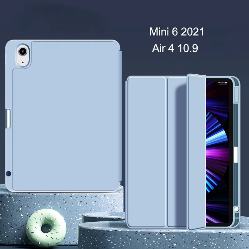 

Чехол для IPad Air 4, чехол для IPad Air 2020, умный силиконовый чехол для IPad Mini 6 2021 с держателем для карандашей, чехол A2567 A2568 A2569