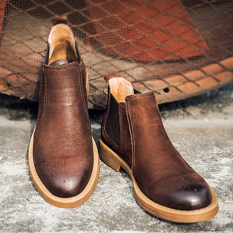 Мужские повседневные ковбойские ботинки в британском стиле обувь из