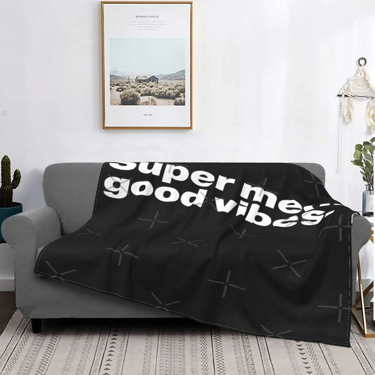 

Manta blanca Super Mega Good Vibes, colcha a cuadros para cama, manta para bebé, Sudadera con capucha, colchas para camas