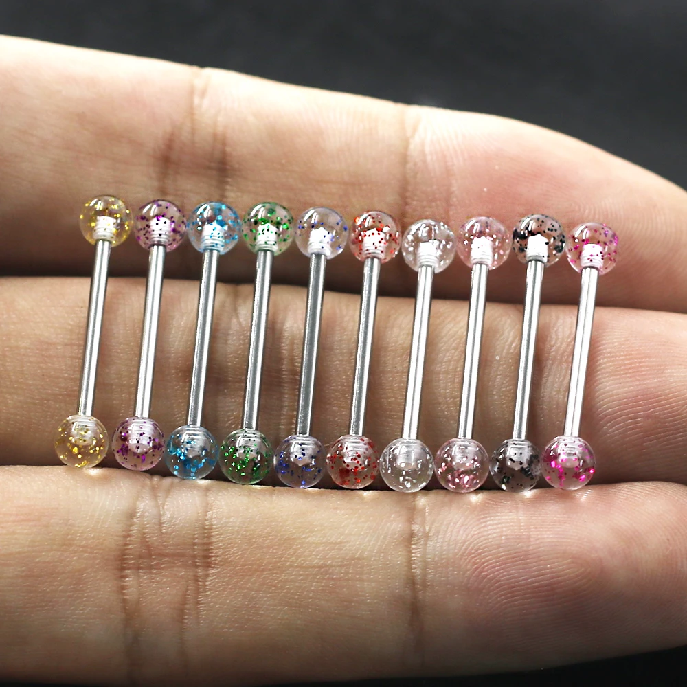 Акриловые прозрачные блестящие шарики из нержавеющей стали для прокола языка