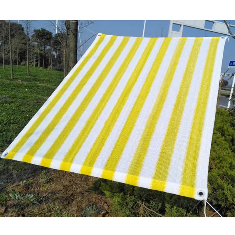 

HDPE Anti-UV Sunshade Net Balcony Succulent Plant Cover Outdoor Sunscreen Sunblock Car Cover Shading Net Yellow White Stripes