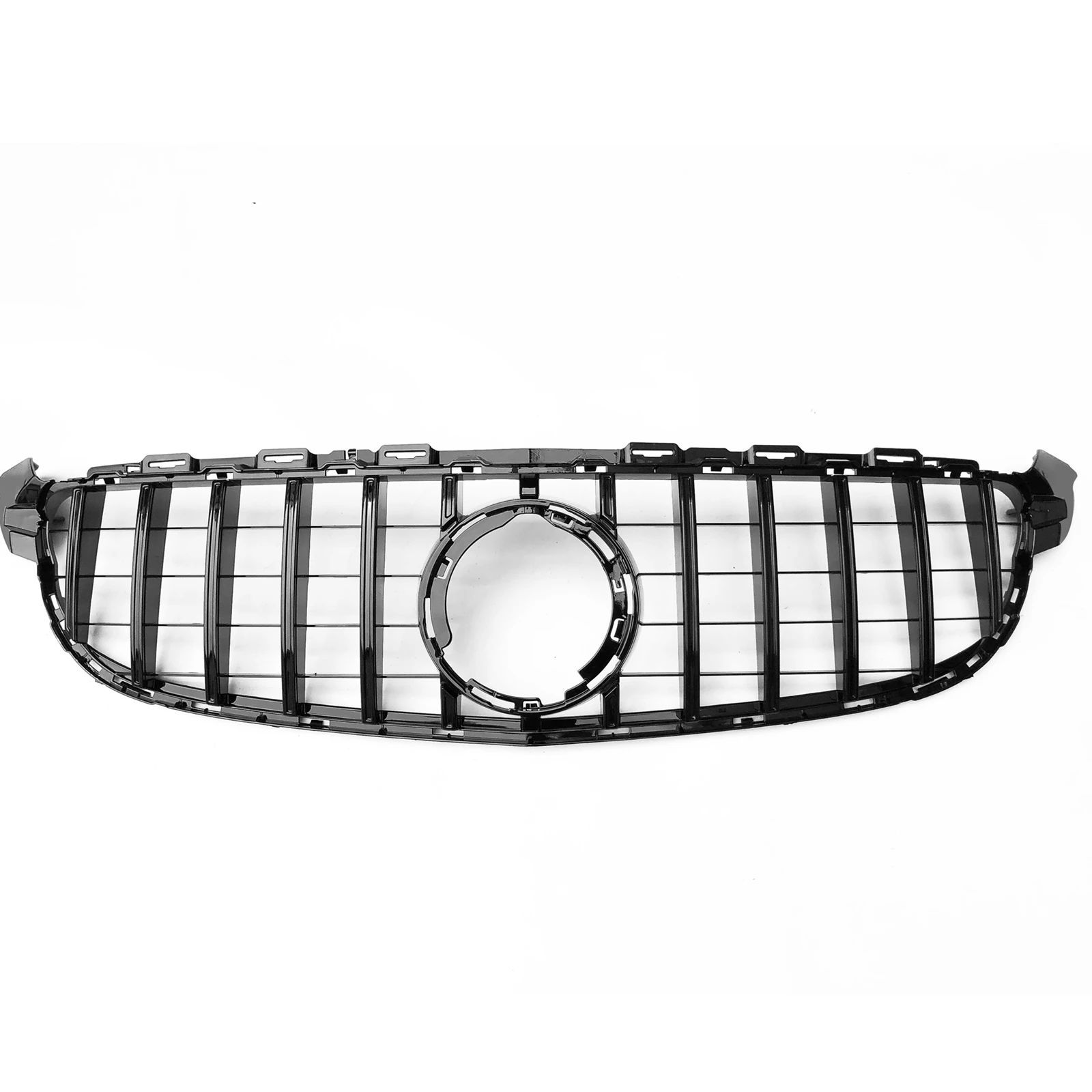 

For Mercedes Benz W205 C63 C63S AMG 2019-2021 Only GT Front Grille Grill Non Camera Hole Car Panamericana Style Black Upper Grid
