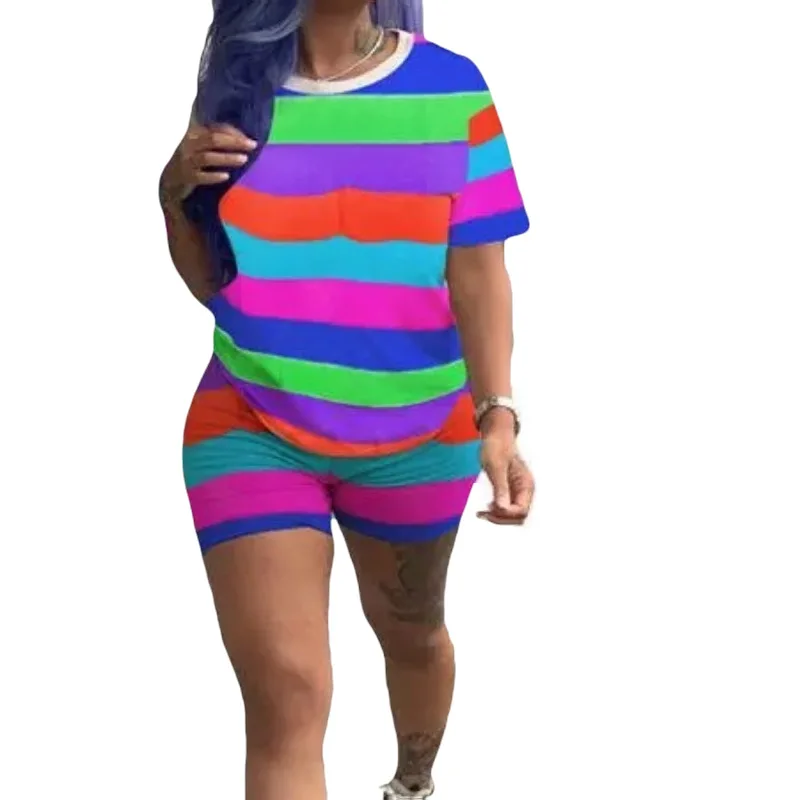 Комплект из двух предметов в радужную полоску размера плюс спортивный костюм для