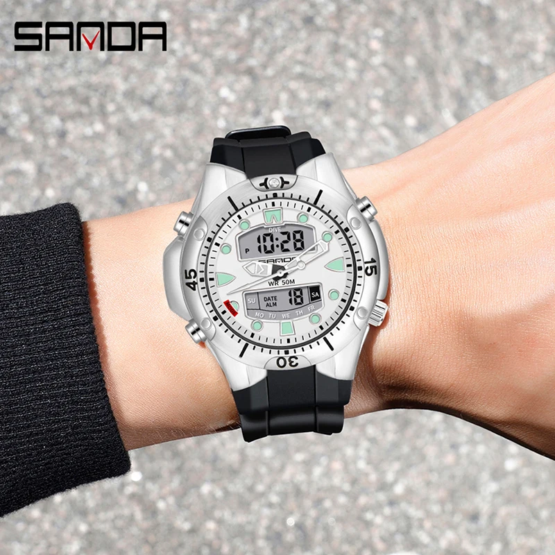 

SANDA brand new sports multifunctional electronic watch outdoor waterproof watch male and female student quartz watch orologio u