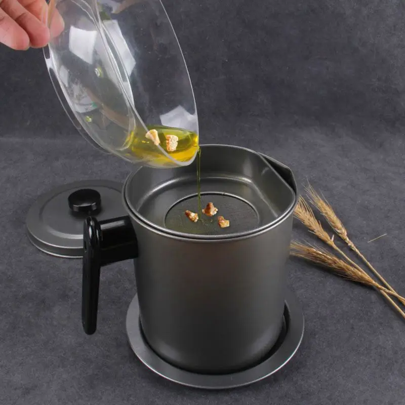 

1.4L Leakproof Grease Container Oil Strainer Storage Can Pot Colander with Filter Kitchen Household Tools