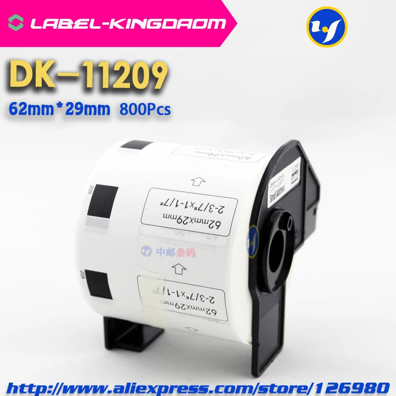 6 рулонов совместимых DK-11209 этикеткой 62 мм * 29 800 шт. совместимы с принтером Brother Label