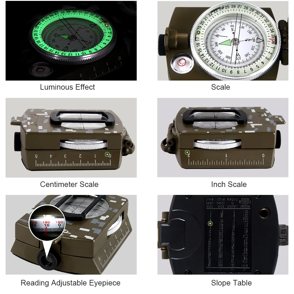 

Outdoor Military Waterproof Metal Optical Lensatic Sighting Compass Pouch For Outdoor Camping Hiking Mountaineering Backpacking