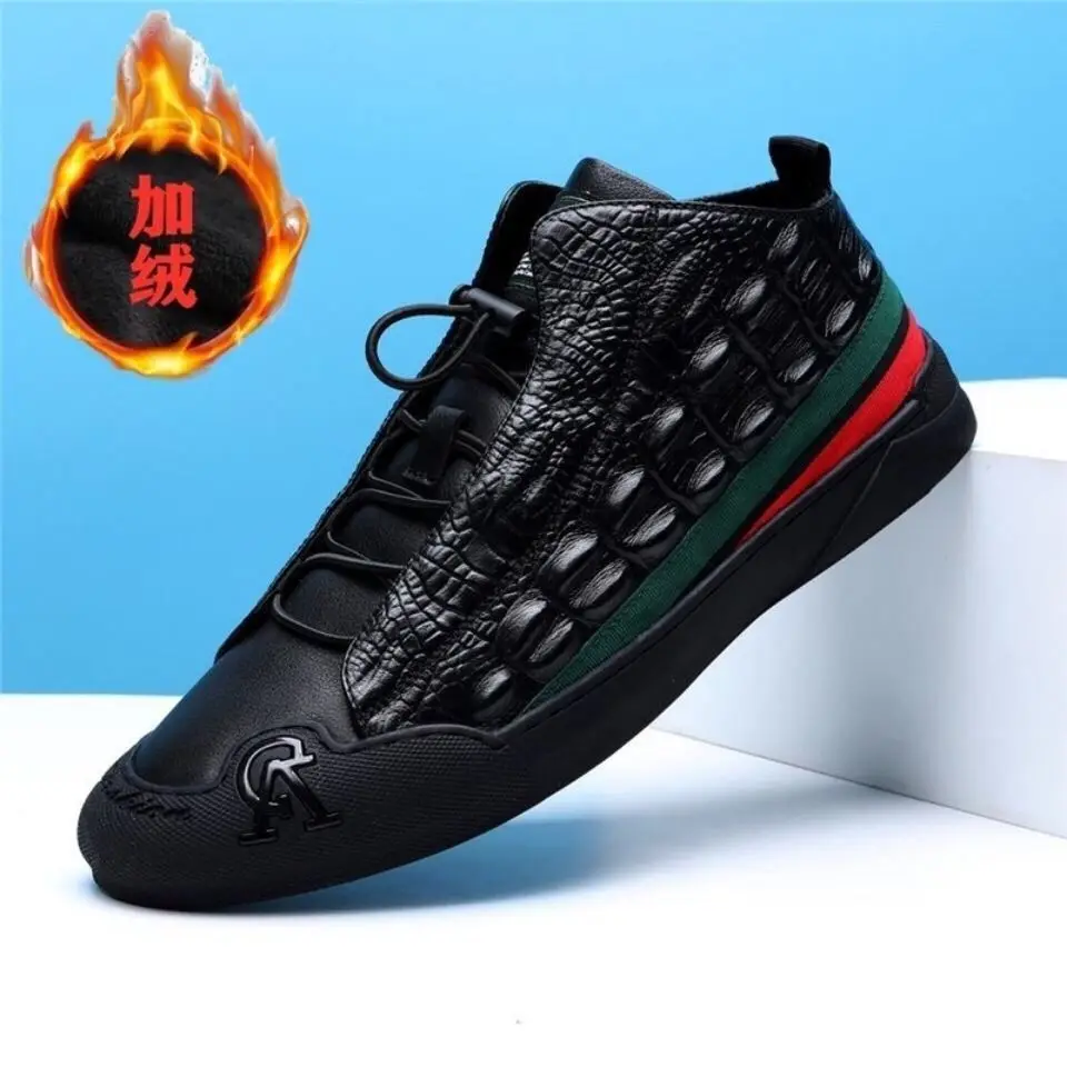 

First Layer Cowhide Men's Sneakers Warm with Velvet Casual Shoes Genuine Leather Fashion Men's Shoes