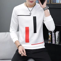 spring and autumn new mens printed long sleeved t shirt teen round neck bottom top fashion casual mens clothing