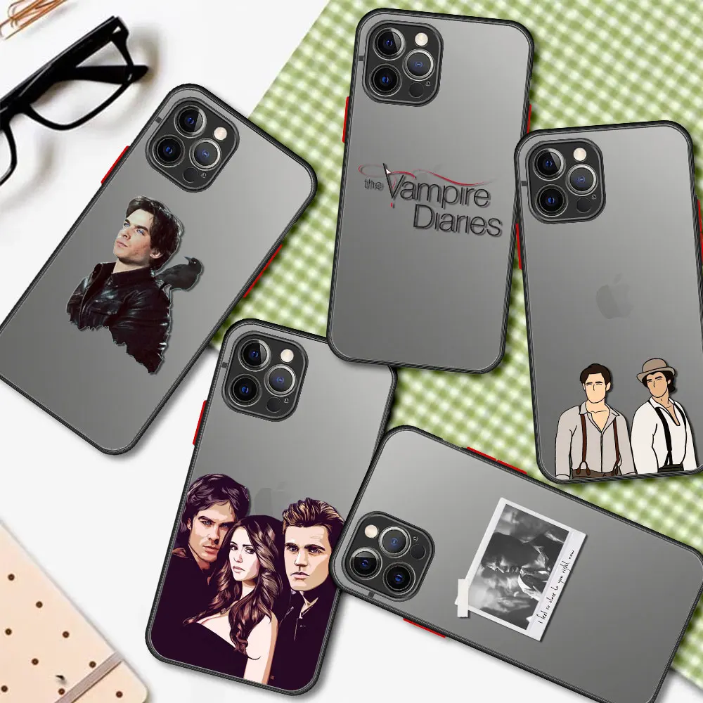 

Shockproof Matte Case For iPhone 11 12 Pro Max 13 Mini SE 2020 XR 7 8 Plus X XS 6 6S Silicone Phone Cover The Vampire Diaries