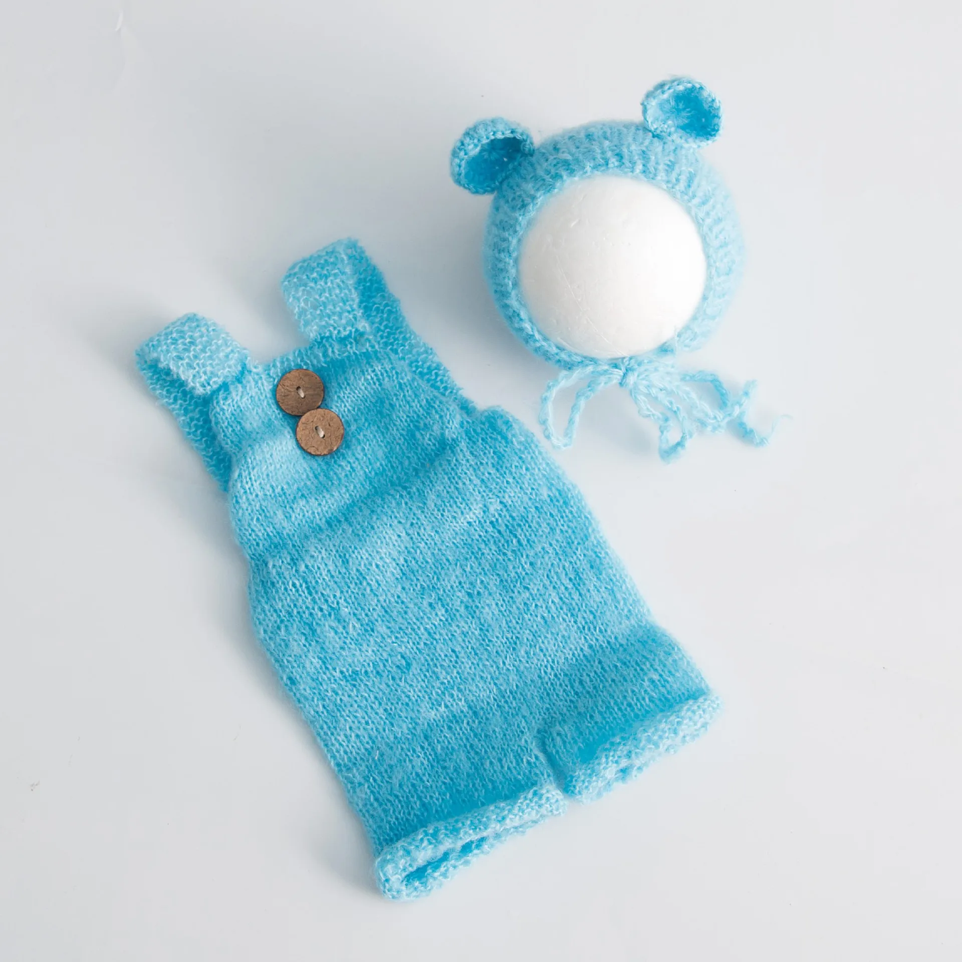 light blue Реквизит для фотосессии новорожденных реквизит для фотосессии Bbay тканевое изделие для детей вязанное крючком реквизит, шляпа и штаны - Цвет: light blue
