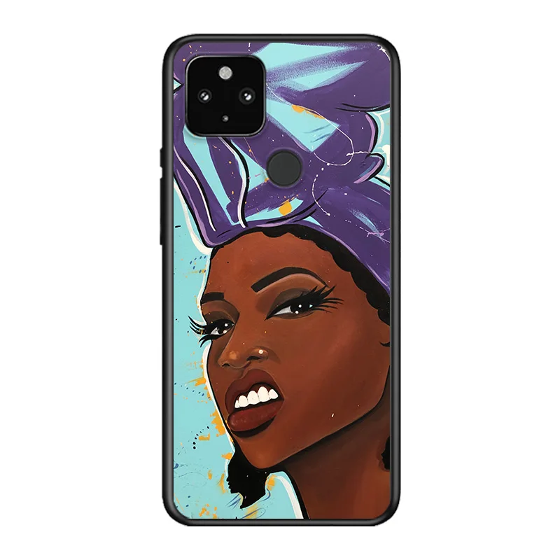 

Personalized MELANIN POPPIN Black Girl Soft TPU Silicone Black Cover For Google Pixel 5 4A 5G 4 XL Phone Case