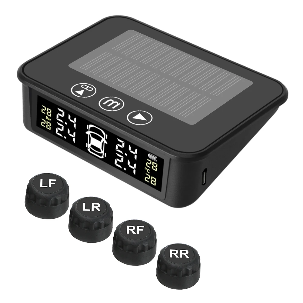 

Touch Switch Auto Tire Pressure Monitoring Smart Voice Alarm Solar Car TPMS Tyre Temperature Warning System