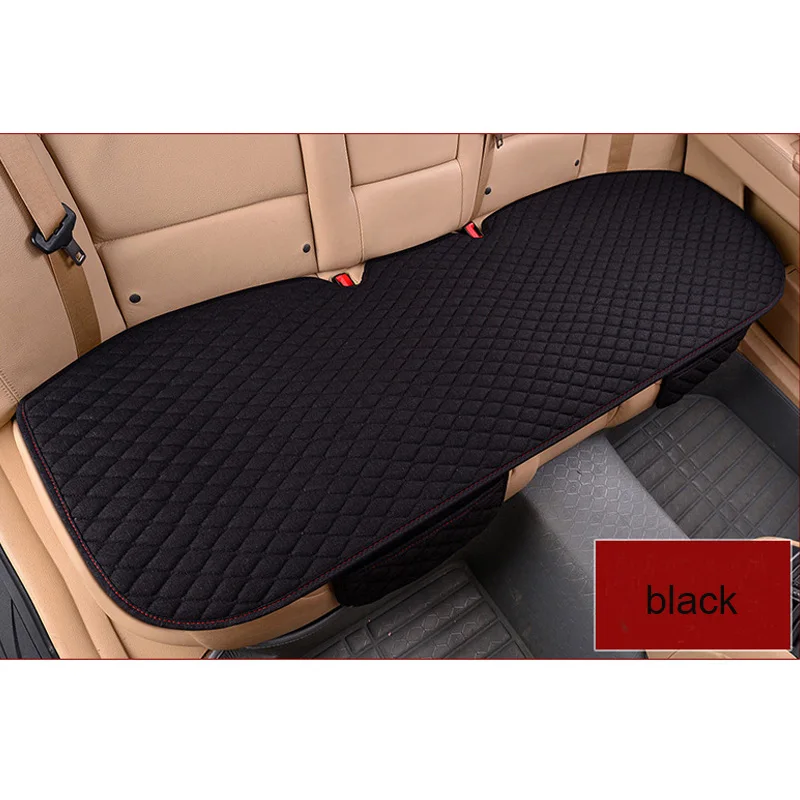 black rear 1 piece Льняная ткань чехол для сиденья автомобиля четыре сезона Передняя Задняя льняная подушка дышащий протектор коврик авто аксессуары универсальный размер - Название цвета: black rear 1 piece