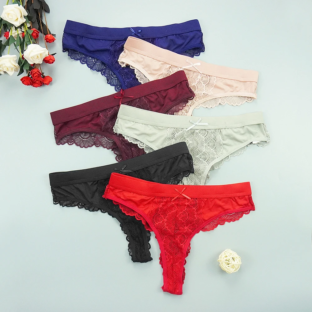 

6pcs/lots NEW Lace Thongs Panties Women Sexy Female Panty Transparent Seamless Tangas Low Rise Underpants Intimate Underwear
