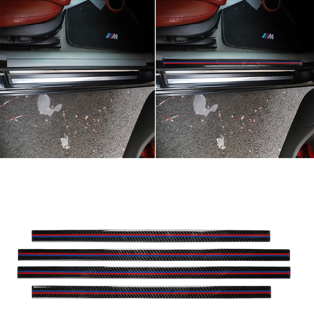

Carbon fiber Car Door Sill Guards Trim Decorative Cover for BMW E46 1998-2005