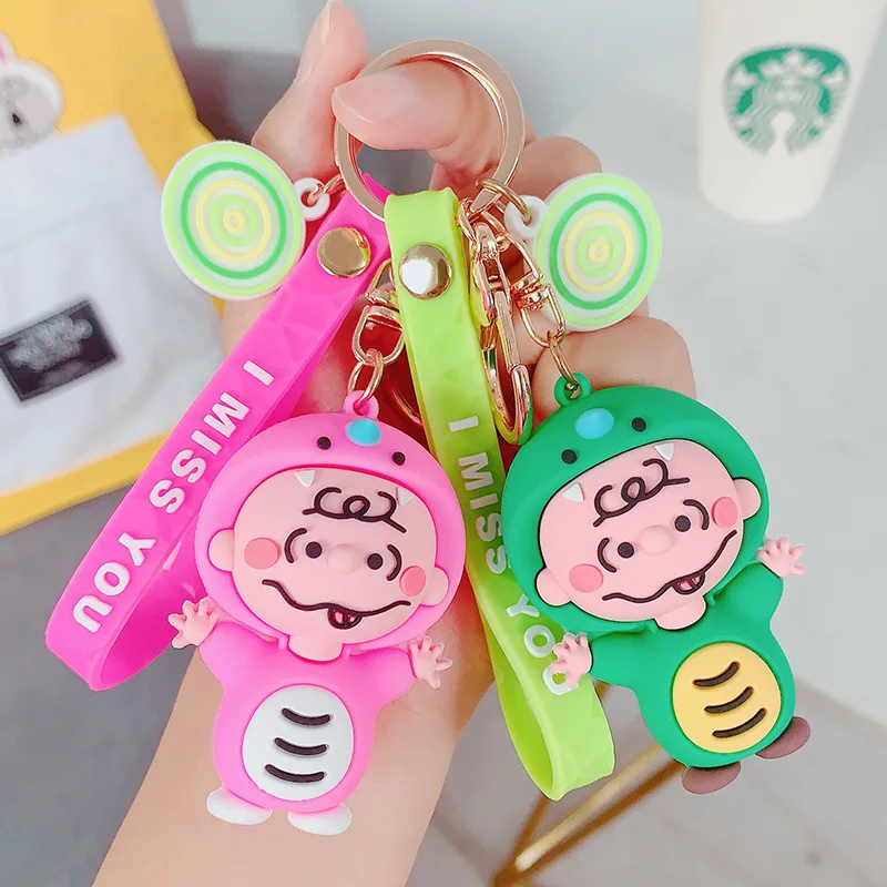 Милый мультяшный коричневый силиконовый брелок для девочек машины или сумки