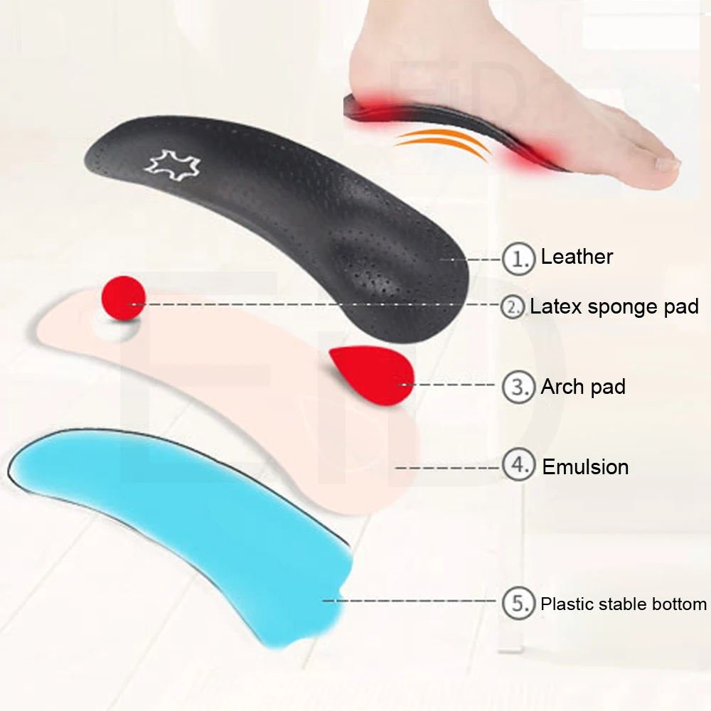 EiD 3/4 Leather orthopedic shoes insole for flat feet arch support  orthotic shoes sole Insoles for feet men and women foot care