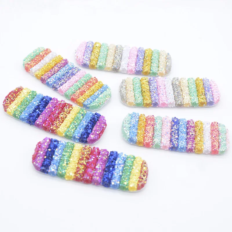6 шт. 8 см блестящая Радужная труба с блестками квадратный зажим аппликация для