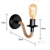American Country Hemp Rope Wall Lamp Retro Light Wall Sconce Beside Living Loft Lighting Stairs Vanity Light Indoor Wall Lamps