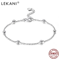 lekani real 925 sterling silver spacer bead chain bracelet minimalist fine jewelry for women engagement party accessories gift