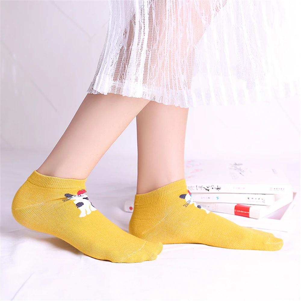 Женские носки до щиколотки с рисунком Маленького Ослика пингвина птицы кота и