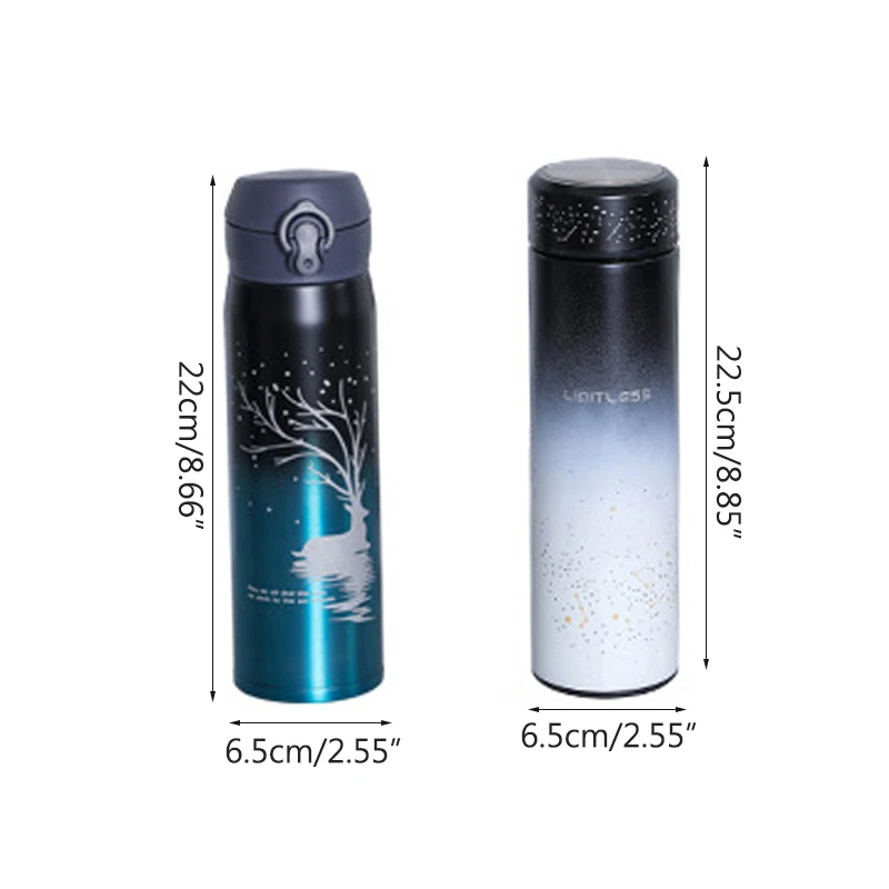 

Vacuum Flask Stainless Steel Luminous Vacuum Flask Gradient Portable Glass Advertising Gift Cup Valentine'S Day Gift