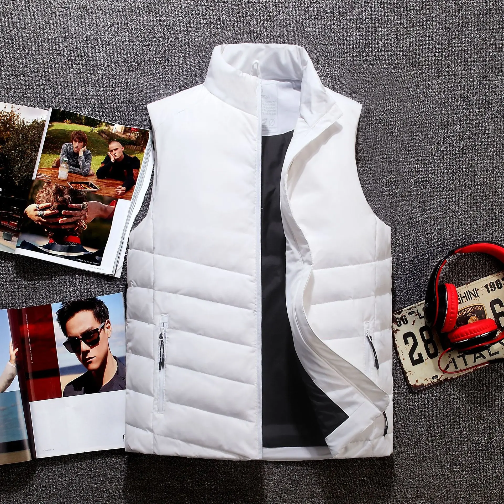 Мужской зимний жилет модный мужской фотографа большого размера толстый пуховик