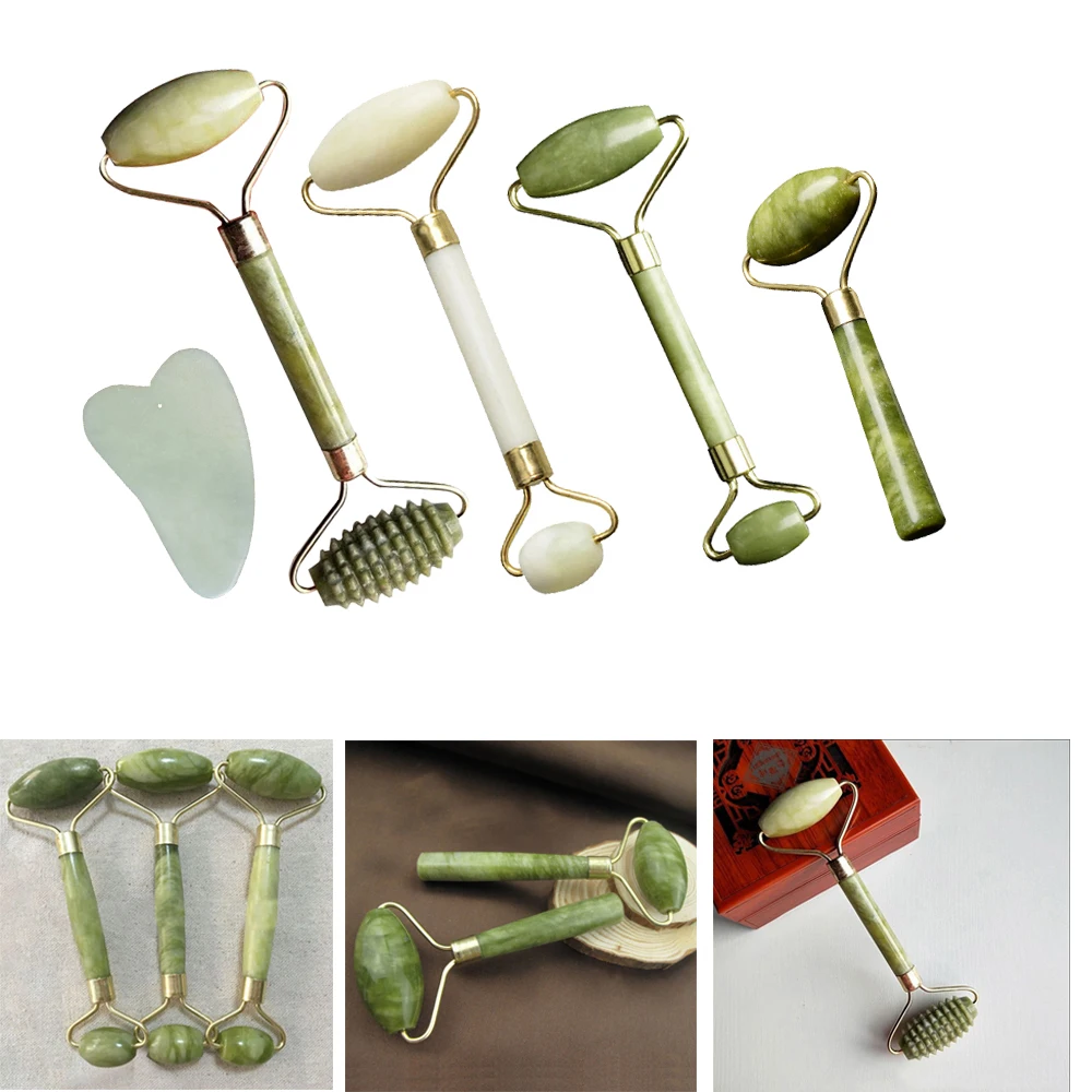 Скребок для роликовый массажер лица из натурального камня тела нефритовый спины
