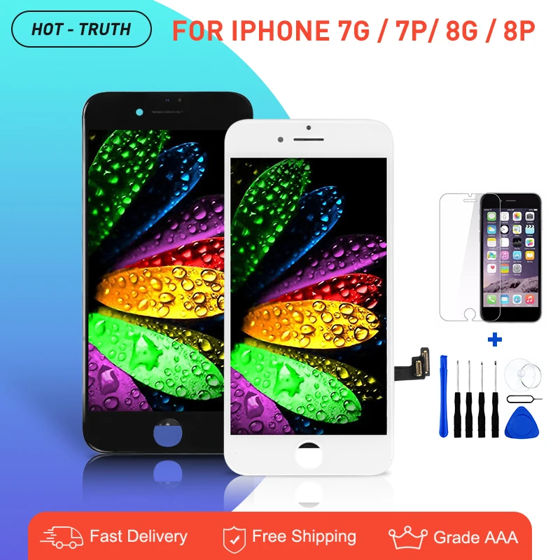 10 шт./лот без битых пикселей ЖК дисплей для iPhone 7 8 плюс сенсорный экран дигитайзер