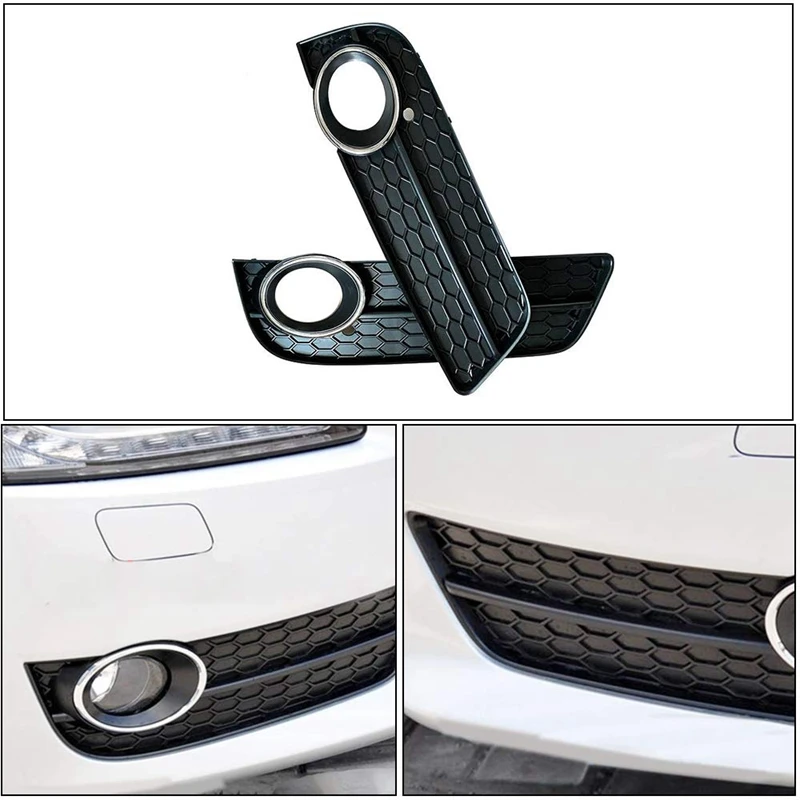 

A Pair Front Bumper Fog Light Lamp Racing Honeycomb Hex Mesh Grille Grill Cover for A5 for Coupe/Sportback 2008-11 Cabriole