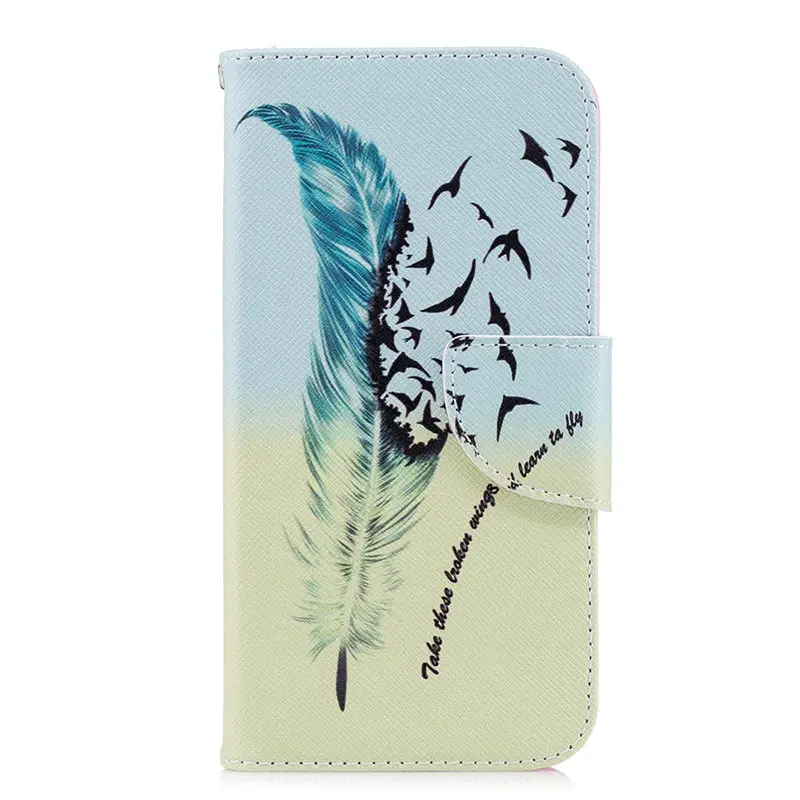 Feathers Birds Чехол для телефона с откидной крышкой в стиле ретро чехол для samsung Galaxy M20 M10 S9 S10E S10 плюс A3 A5 J3 J5 J7 чехол-портмоне с отделением для карт Кожаный Капа D07G - Цвет: Feathers Birds