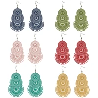 6 pairs bohemian earrings for women dangle colorful earringshollow out mandala hoop earrings dangling vintage boho