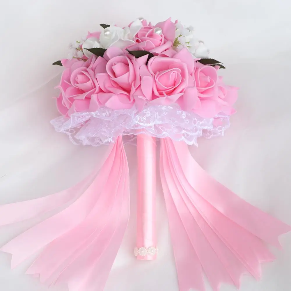 Простой искусственный букет невесты 9 цветов цветы для подружки ПЭ роза