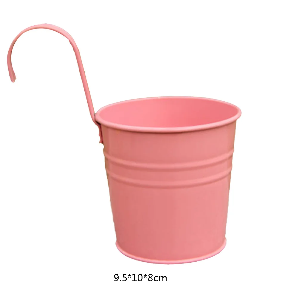 

New Unique Hanging Flowerpot Vase Wrought Iron Flower Barrel Balcony Pots Planters Wall Hanging Bucket Pastoral Flower Holder