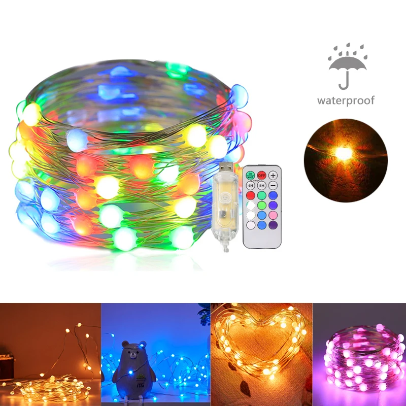 

Светодиодная гирлянсветильник с питанием от USB, 10 м, 12 цветов