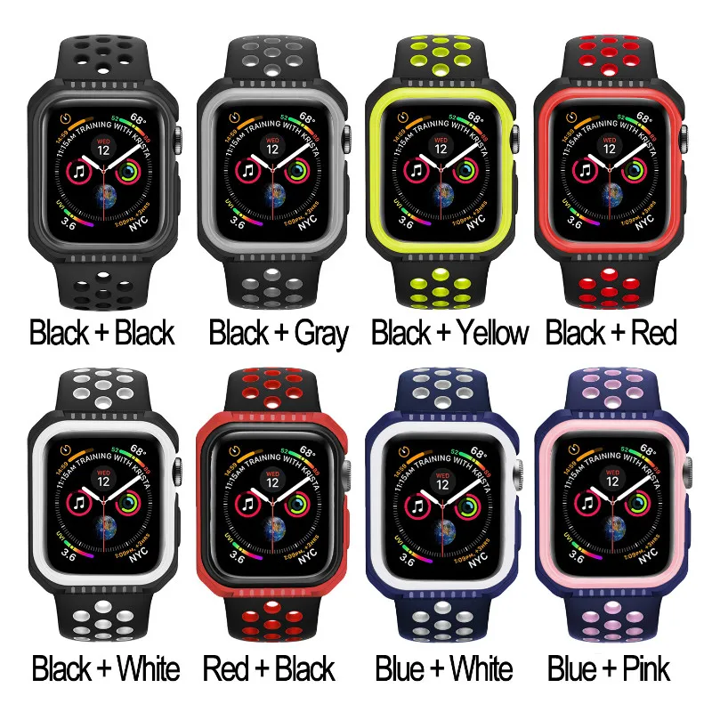 

ProBefit Silicone+Hard Armor Case for Apple Watch 4 5 6 SE 40MM 44MM Frame Protective Bumper Cover for iWatch 3 2 1 38MM 42MM