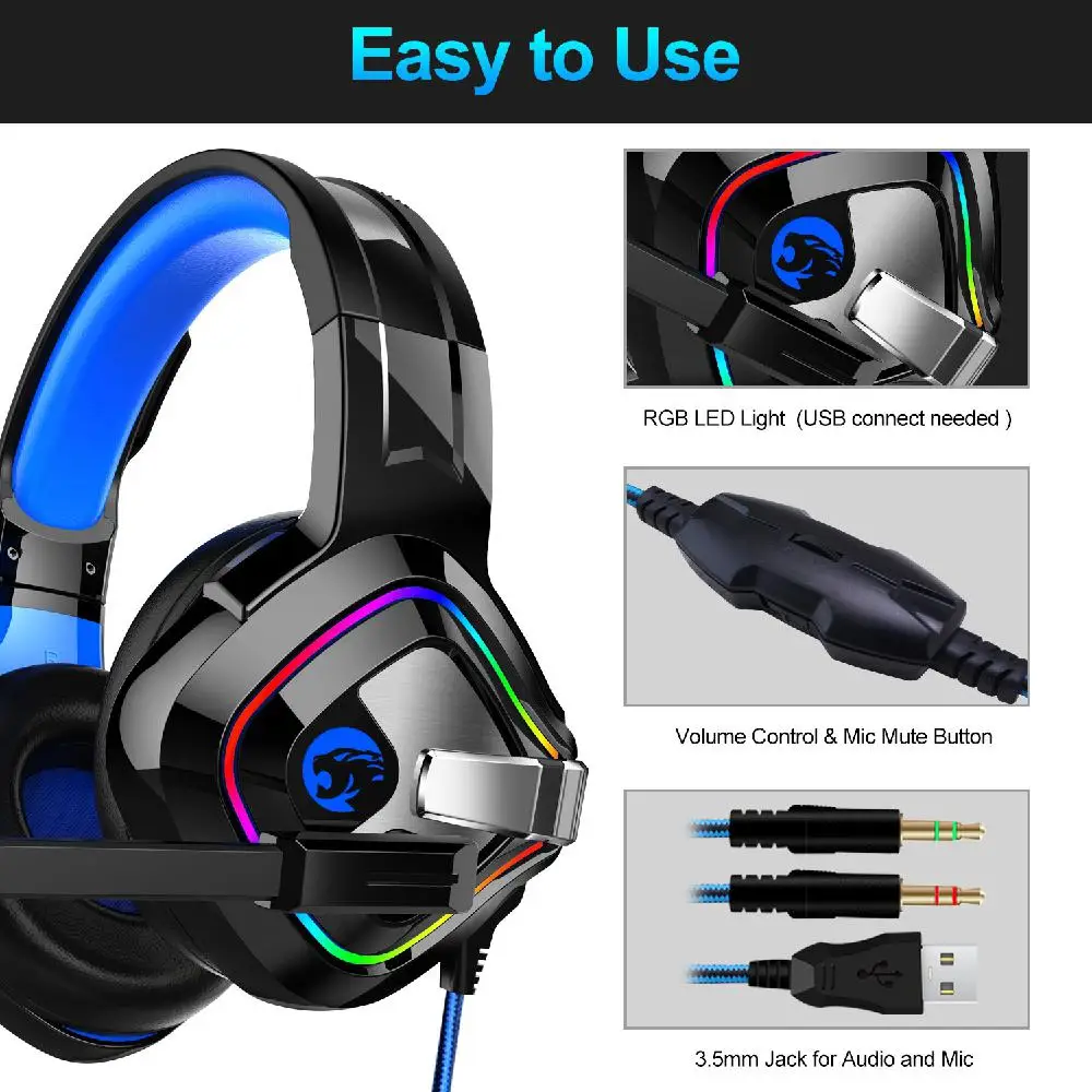 Ostart A66 Gaming Headphones 4D Stereo RGB Marquee Earphones Headset with Mic LED Light for PC Laptop Phone 828 | Электроника