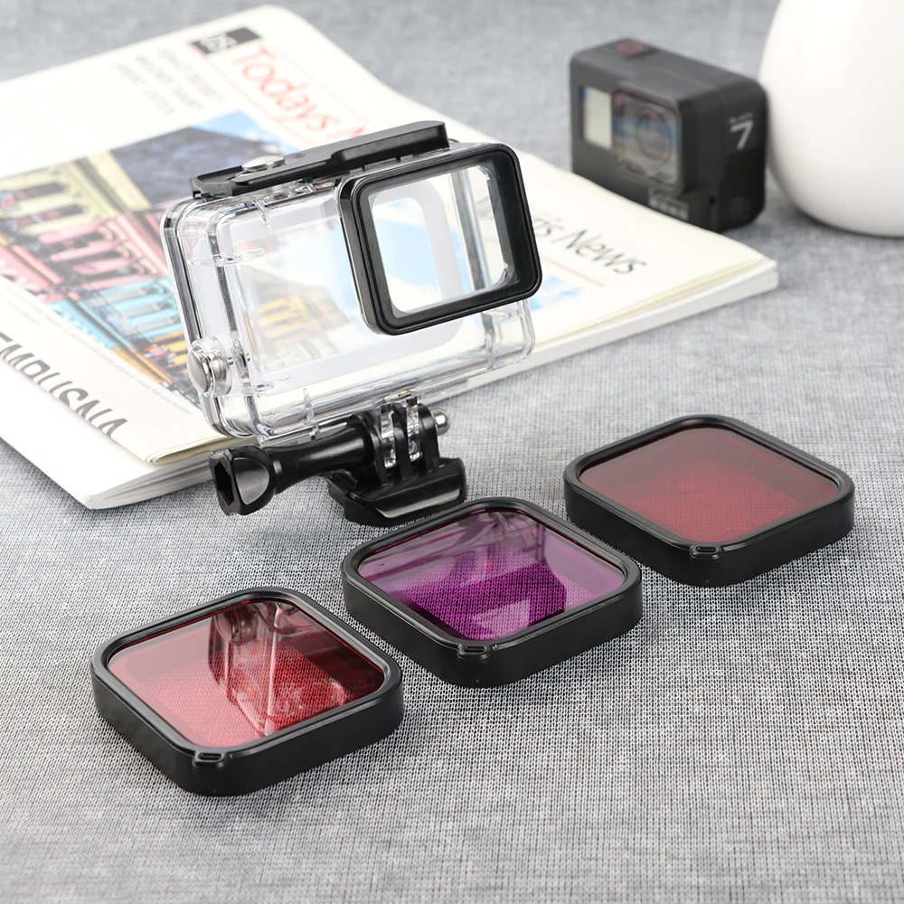 Для GoPro Hero 5 Hero 6 7 аксессуары для подводного погружения Объектив Набор цветных фильтров для Go Pro HERO5 HERO6 черный супер костюм корпус