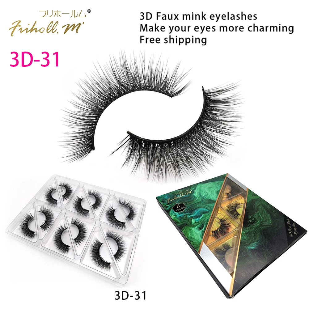 3D-31 Friholl. m шелковые ресницы, 6 пар, натуральные норковые 3d накладные ресницы для наращивания, личная этикетка, 3d синтетические шелковые ресницы - Цвет: 3D-31