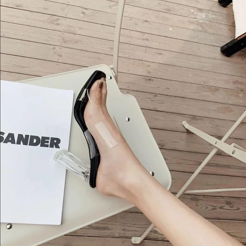 Прозрачные резиновые босоножки из ПВХ Женские летние стильные модные с